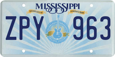 MS license plate ZPY963