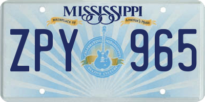 MS license plate ZPY965