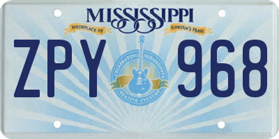 MS license plate ZPY968