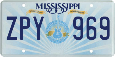 MS license plate ZPY969