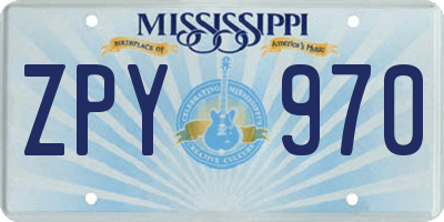 MS license plate ZPY970