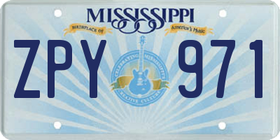 MS license plate ZPY971