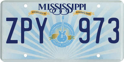 MS license plate ZPY973