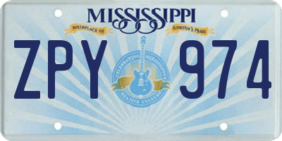 MS license plate ZPY974