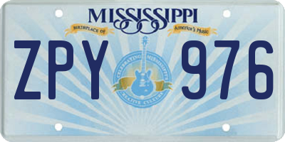 MS license plate ZPY976