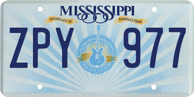 MS license plate ZPY977