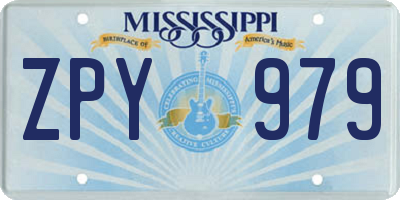 MS license plate ZPY979