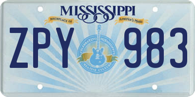 MS license plate ZPY983