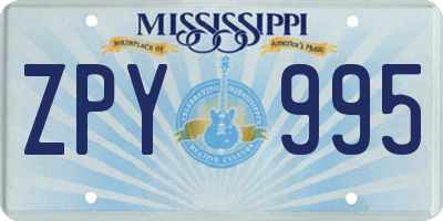 MS license plate ZPY995