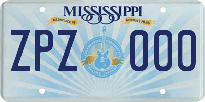 MS license plate ZPZ000