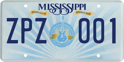 MS license plate ZPZ001