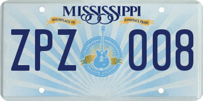 MS license plate ZPZ008