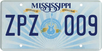 MS license plate ZPZ009