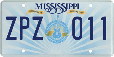MS license plate ZPZ011