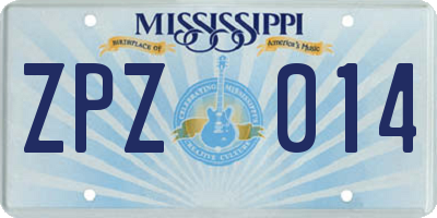 MS license plate ZPZ014