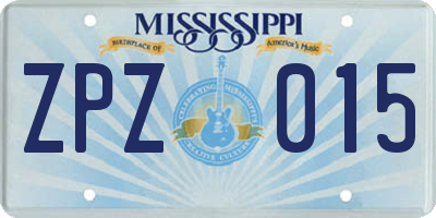 MS license plate ZPZ015