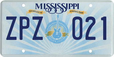 MS license plate ZPZ021