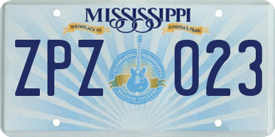 MS license plate ZPZ023