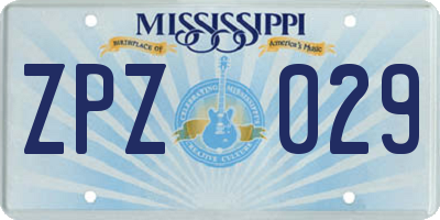 MS license plate ZPZ029