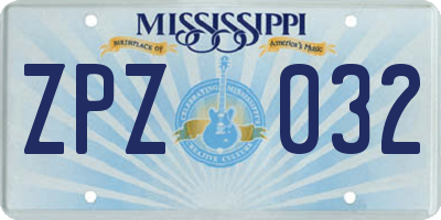 MS license plate ZPZ032