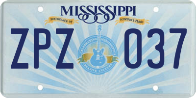 MS license plate ZPZ037