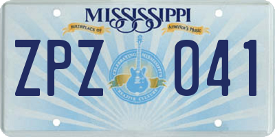 MS license plate ZPZ041