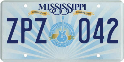 MS license plate ZPZ042