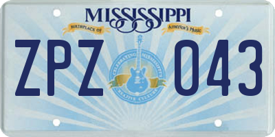 MS license plate ZPZ043