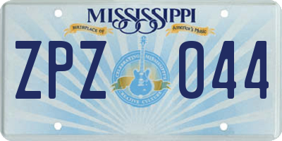 MS license plate ZPZ044