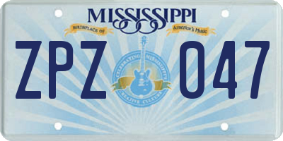 MS license plate ZPZ047