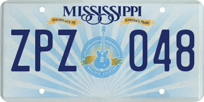 MS license plate ZPZ048