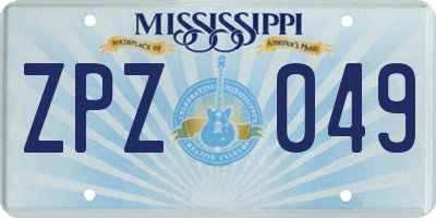 MS license plate ZPZ049