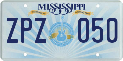 MS license plate ZPZ050
