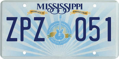 MS license plate ZPZ051