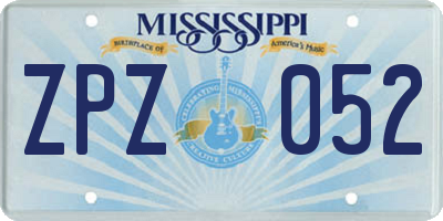 MS license plate ZPZ052