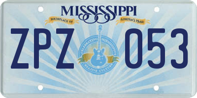 MS license plate ZPZ053