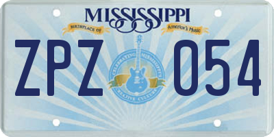 MS license plate ZPZ054
