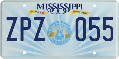 MS license plate ZPZ055