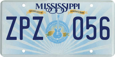 MS license plate ZPZ056