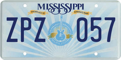 MS license plate ZPZ057