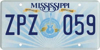 MS license plate ZPZ059