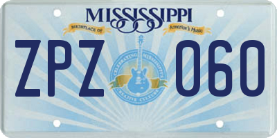 MS license plate ZPZ060