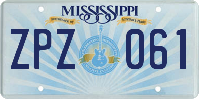 MS license plate ZPZ061