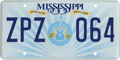 MS license plate ZPZ064