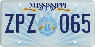 MS license plate ZPZ065