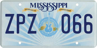 MS license plate ZPZ066