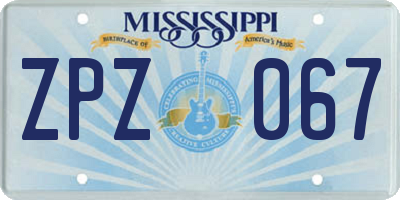 MS license plate ZPZ067