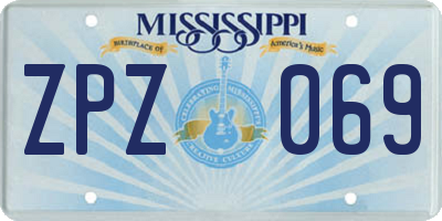 MS license plate ZPZ069