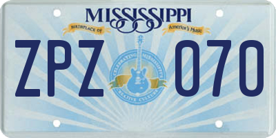 MS license plate ZPZ070