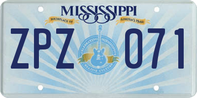 MS license plate ZPZ071